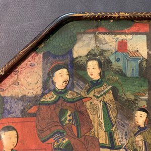 Een paar Chinese waaiers met gelakte handgrepen, Canton, 19e eeuw — foto 4