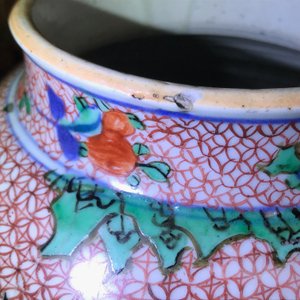 Een paar Chinese wucai potten met bloemen en vogels, Transitie periode — foto 14