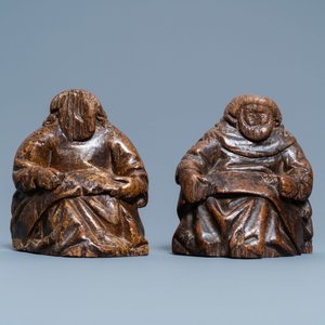 Een paar eikenhouten figuratieve uiteinden van kerkbanken, Engeland, 14/15e eeuw — foto 2