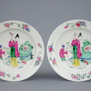 Een paar fijne Chinese famille rose borden, Yongzheng, 1723-1735 — foto 1