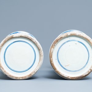 Een paar grote Chinese blauw-witte vazen met Lange Lijzen, Kangxi — foto 6