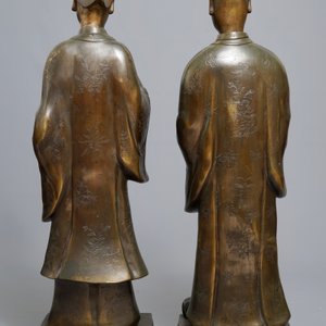 Een paar grote Chinese bronzen figuren voor de Vietnamese markt, 19e eeuw — foto 4