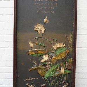 Een paar grote Chinese gelakt houten en met ivoor ingelegde panelen met gedichten, Qianlong — foto 78