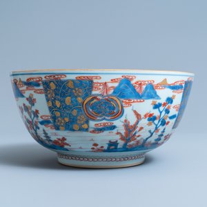 Een paar grote Chinese Imari-stijl kommen, Kangxi — foto 11