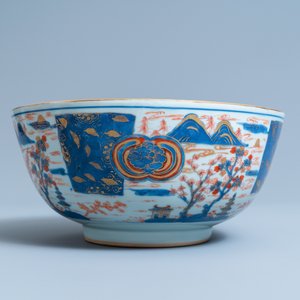 Een paar grote Chinese Imari-stijl kommen, Kangxi — foto 2