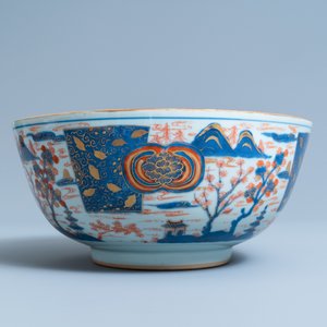 Een paar grote Chinese Imari-stijl kommen, Kangxi — foto 4