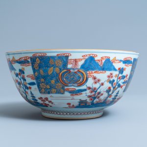 Een paar grote Chinese Imari-stijl kommen, Kangxi — foto 10