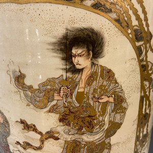 Een paar grote Japanse Satsuma vazen, Meiji, 19e eeuw — foto 29