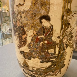 Een paar grote Japanse Satsuma vazen, Meiji, 19e eeuw — foto 31