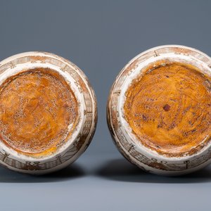 Een paar grote Japanse Satsuma vazen, Meiji, 19e eeuw — foto 6