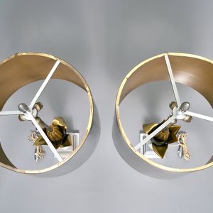 Een paar grote lampen met maïskolven, gemerkt Maison Charles, ca. 1960 — foto 5