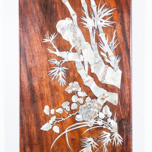 Een paar grote Vietnamese met parelmoer ingelegde houten plaques, 19e eeuw — foto 5
