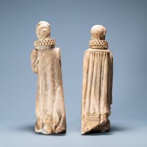 Een paar marmeren figuren van de biddende aartshertog van Oostenrijk, Albert VII en zijn vrouw, Isabella, wellicht Vlaanderen, 17e eeuw — foto 4