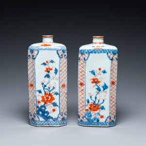 Een paar octagonale Chinese Imari-stijl flessen, Kangxi — foto 4