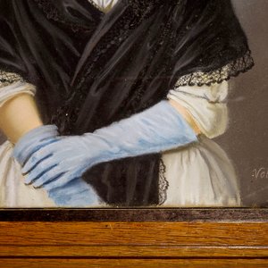 Een paar pastel portretten van jongedames, gesigneerd Vollmöller, gedat. 1790 — foto 2