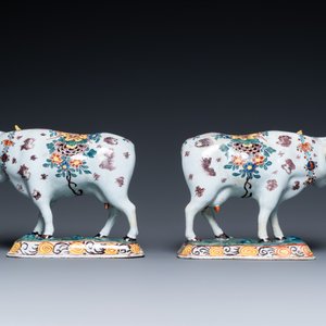 Een paar polychrome Delftse koeien, 18e eeuw — foto 4