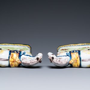Een paar polychrome Delftse paarden, 18e eeuw — foto 6