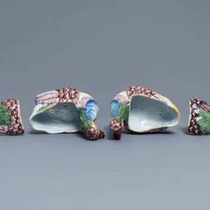 Een paar polychrome Delftse terrines in de vorm van eenden, 18e eeuw — foto 7