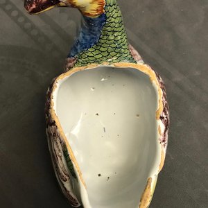Een paar polychrome Delftse terrines in de vorm van eenden, 18e eeuw — foto 8