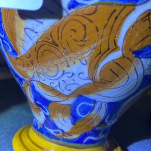 Een paar polychrome Italiaanse majolica siroopkannen, Casteldurante, 16e eeuw — foto 14