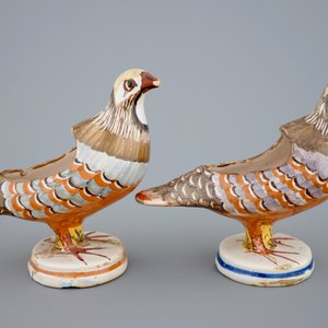 Een paar terrines in de vorm van vogels, Alcora, Spanje, 18e eeuw — foto 4