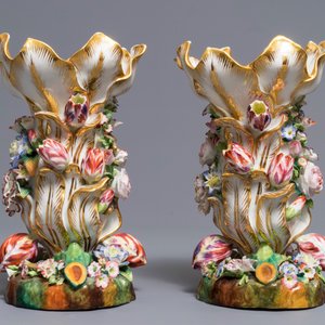 Een paar vazen met opgelegd floraal decor, Jacob Petit, Parijs, 19e eeuw — foto 4