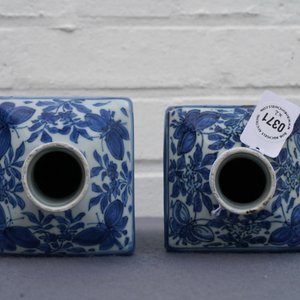 Een paar vierkante Chinese blauw-witte theebussen met onsterfelijken, Wanli — foto 11