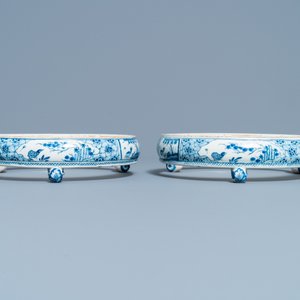 Een paar zeldzame blauw-witte Delftse bordensteunen, 18e eeuw — foto 3