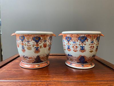 Een paar zeldzame Chinese Imari-stijl koelers, Qianlong — foto 1
