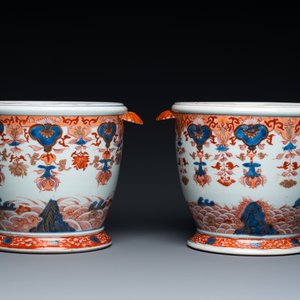 Een paar zeldzame Chinese Imari-stijl koelers, Qianlong — foto 4