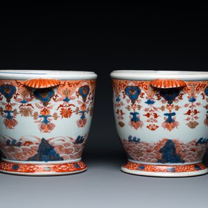 Een paar zeldzame Chinese Imari-stijl koelers, Qianlong — foto 5