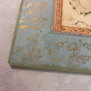 Een Perzische miniatuur op papier: 'Liefkozend koppel tegen een boom', 18/19e eeuw — foto 9