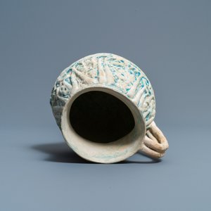 Een Perzische turquoise kan met kalligrafisch reliëfdecor, Kashan, 13/14e eeuw — foto 6