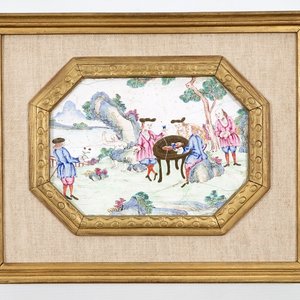 Een plaquette in Canton emaille met decor van Europeanen, 18e eeuw — foto 1