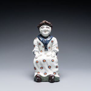 Een polychrome aardewerken 'Jacqueline' dekselkan, Rijsel, Frankrijk, 18e eeuw — foto 2