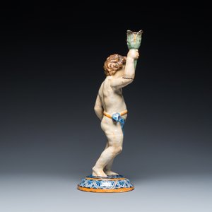 Een polychrome aardewerken sculptuur van een jongeman, Spanje of Frankrijk, 18/19e eeuw — foto 5