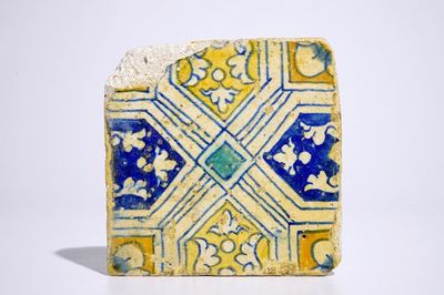 Een polychrome Antwerpse ornamenttegel, 2e helft 16e eeuw