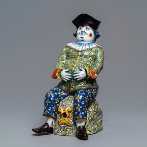Een polychrome Delftse 'Bobbejak' tafelfontein met getorst oor, 18e eeuw — foto 1