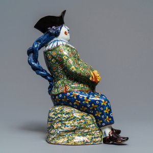 Een polychrome Delftse 'Bobbejak' tafelfontein met getorst oor, 18e eeuw — foto 5