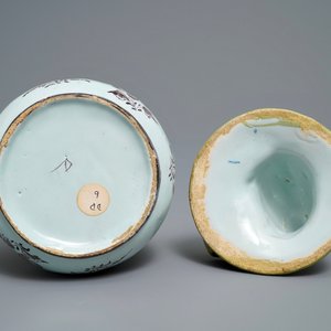 Een polychrome Delftse botervloot met een groentenverkoopster, 18e eeuw — foto 6