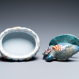 Een polychrome Delftse botervloot met een vogel, 18e eeuw — foto 6
