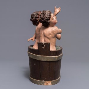 Een polychrome houten groep 'De kinderen van Sint-Nikolaas', 18e eeuw — foto 3