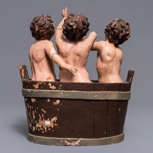 Een polychrome houten groep 'De kinderen van Sint-Nikolaas', 18e eeuw — foto 4