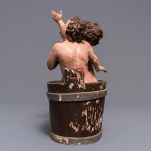 Een polychrome houten groep 'De kinderen van Sint-Nikolaas', 18e eeuw — foto 5