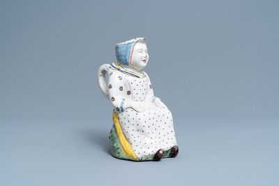 Een polychrome 'Jacqueline' kan Rijsel, Frankrijk, 2e helft 18e eeuw