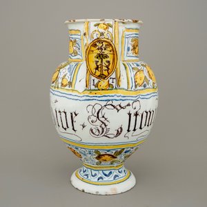 Een polychrome majolica stroopkan, Savona, 17e eeuw — foto 4