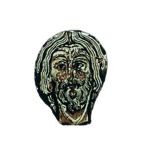 Een Romaans beschilderd glasfragment met het hoofd van Christus, Frankrijk, 11/12e eeuw — foto 1