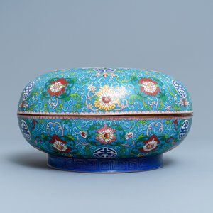 Een ronde Chinese cloisonné dekseldoos, 19e eeuw — foto 5