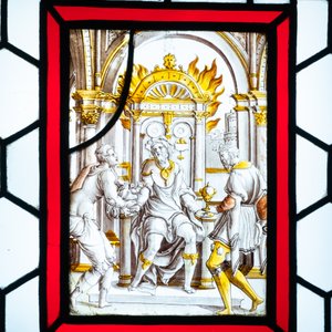 Een samengesteld glas-in-loodraam met grisaille en zilvergele medaillons, Frankrijk, 16/17e eeuw — foto 6