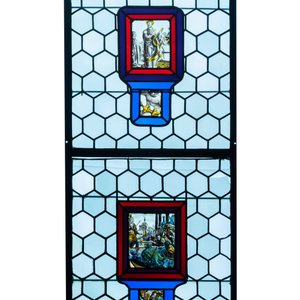Een samengesteld glas-in-loodraam met polychrome, grisaille en zilvergele medaillons, Frankrijk, 16/17e eeuw — foto 1